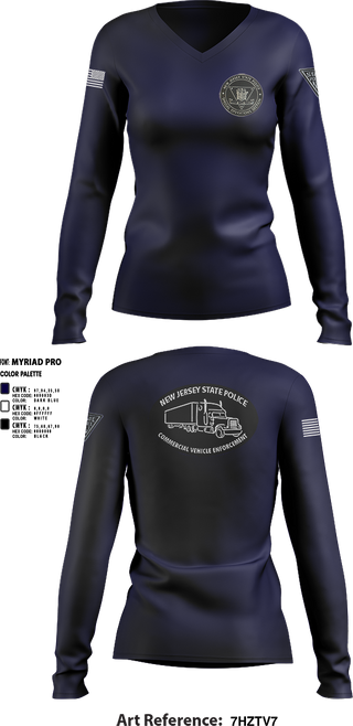 Womens Long Sleeve Vneck Shirt, New Jersey State Police, Police, Teamtime, Team time, sublimation, custom sports apparel, team uniforms, spirit wear, spiritwear, sports uniforms, custom shirts, team store, custom team store, fundraiser sports, apparel fundraiser