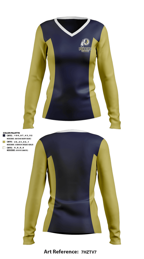 Women's Long Sleeve Vneck Shirt, Foxboro Youth Football And Cheerleading, Football, Teamtime, Team time, sublimation, custom sports apparel, team uniforms, spirit wear, spiritwear, sports uniforms, custom shirts, team store, custom team store, fundraiser sports, apparel fundraiser