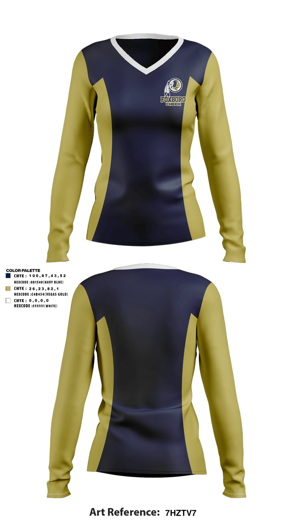 Women's Long Sleeve Vneck Shirt, Foxboro Youth Football And Cheerleading, Football, Teamtime, Team time, sublimation, custom sports apparel, team uniforms, spirit wear, spiritwear, sports uniforms, custom shirts, team store, custom team store, fundraiser sports, apparel fundraiser
