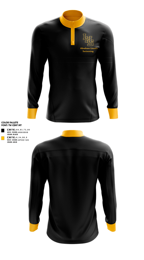 Quarter Zip Jacket, Abraham Lincoln High School Swimming, Swimming, Teamtime, Team time, sublimation, custom sports apparel, team uniforms, spirit wear, spiritwear, sports uniforms, custom shirts, team store, custom team store, fundraiser sports, apparel fundraiser