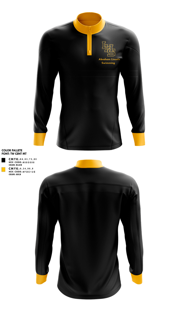 Quarter Zip Jacket, Abraham Lincoln High School Swimming, Swimming, Teamtime, Team time, sublimation, custom sports apparel, team uniforms, spirit wear, spiritwear, sports uniforms, custom shirts, team store, custom team store, fundraiser sports, apparel fundraiser