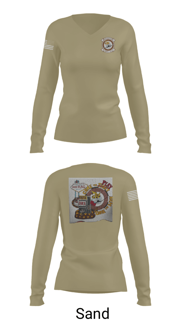 Women's Long Sleeve Vneck Shirt, VMFA-323, Marines, Teamtime, Team time, sublimation, custom sports apparel, team uniforms, spirit wear, spiritwear, sports uniforms, custom shirts, team store, custom team store, fundraiser sports, apparel fundraiser