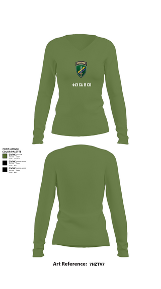 Womens Long Sleeve Vneck Shirt, 443 CA B Co, , Teamtime, Team time, sublimation, custom sports apparel, team uniforms, spirit wear, spiritwear, sports uniforms, custom shirts, team store, custom team store, fundraiser sports, apparel fundraiser