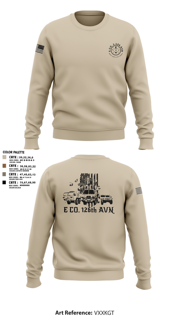 Crew Neck Sweatshirt, B Co. 1-126AVN, Army, Teamtime, Team time, sublimation, custom sports apparel, team uniforms, spirit wear, spiritwear, sports uniforms, custom shirts, team store, custom team store, fundraiser sports, apparel fundraiser