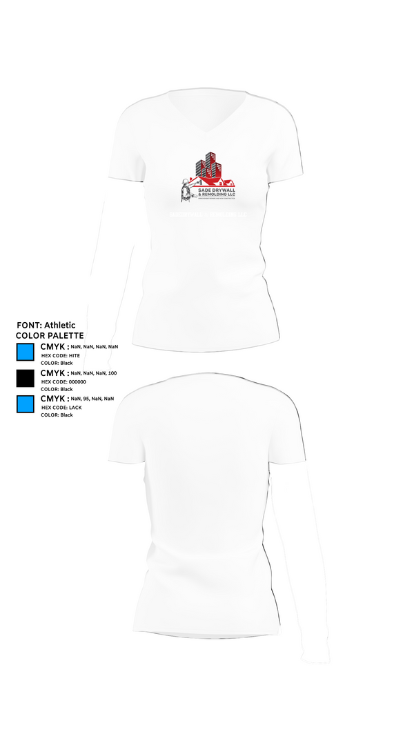 Womens Short Sleeve Vneck Shirt, Sadedrywall & remolding llc, , Teamtime, Team time, sublimation, custom sports apparel, team uniforms, spirit wear, spiritwear, sports uniforms, custom shirts, team store, custom team store, fundraiser sports, apparel fundraiser