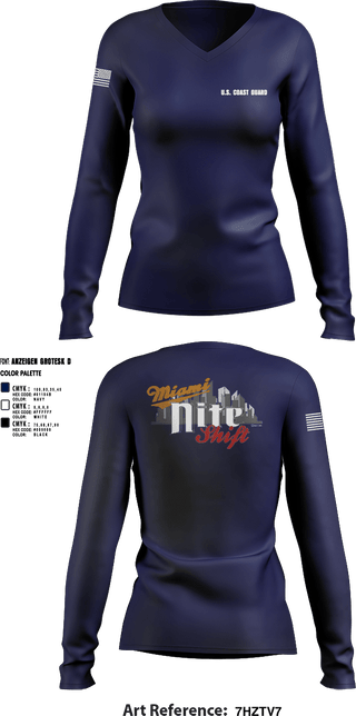 Womens Long Sleeve Vneck Shirt, Air Station Miami, Coast Guard, Teamtime, Team time, sublimation, custom sports apparel, team uniforms, spirit wear, spiritwear, sports uniforms, custom shirts, team store, custom team store, fundraiser sports, apparel fundraiser
