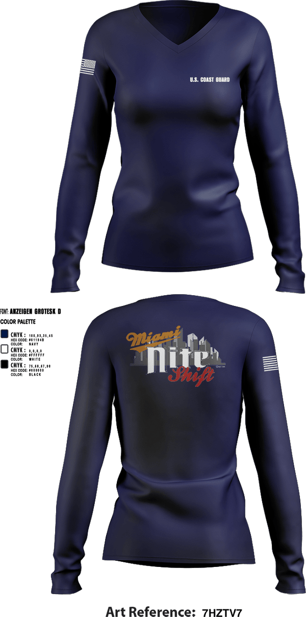 Womens Long Sleeve Vneck Shirt, Air Station Miami, Coast Guard, Teamtime, Team time, sublimation, custom sports apparel, team uniforms, spirit wear, spiritwear, sports uniforms, custom shirts, team store, custom team store, fundraiser sports, apparel fundraiser