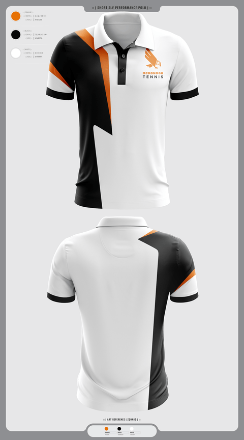 Short Sleeve Performance Polo, Mcdonogh Girls Tennis, Tennis, Teamtime, Team time, sublimation, custom sports apparel, team uniforms, spirit wear, spiritwear, sports uniforms, custom shirts, team store, custom team store, fundraiser sports, apparel fundraiser