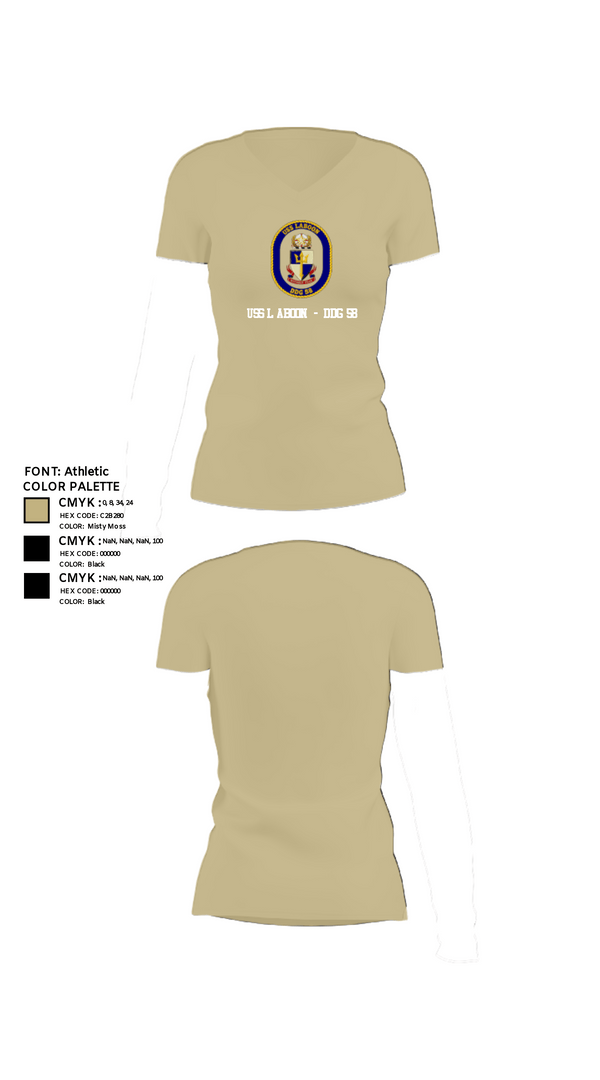 Womens Short Sleeve Vneck Shirt, USS LABOON - DDG 58, Navy, Teamtime, Team time, sublimation, custom sports apparel, team uniforms, spirit wear, spiritwear, sports uniforms, custom shirts, team store, custom team store, fundraiser sports, apparel fundraiser