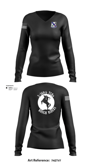 Womens Long Sleeve Vneck Shirt, 3-360th TSBn, Army, Teamtime, Team time, sublimation, custom sports apparel, team uniforms, spirit wear, spiritwear, sports uniforms, custom shirts, team store, custom team store, fundraiser sports, apparel fundraiser