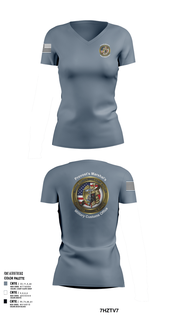 Women's Short Sleeve Vneck Shirt, Okinawa Provost Marshals office, Marines, Teamtime, Team time, sublimation, custom sports apparel, team uniforms, spirit wear, spiritwear, sports uniforms, custom shirts, team store, custom team store, fundraiser sports, apparel fundraiser