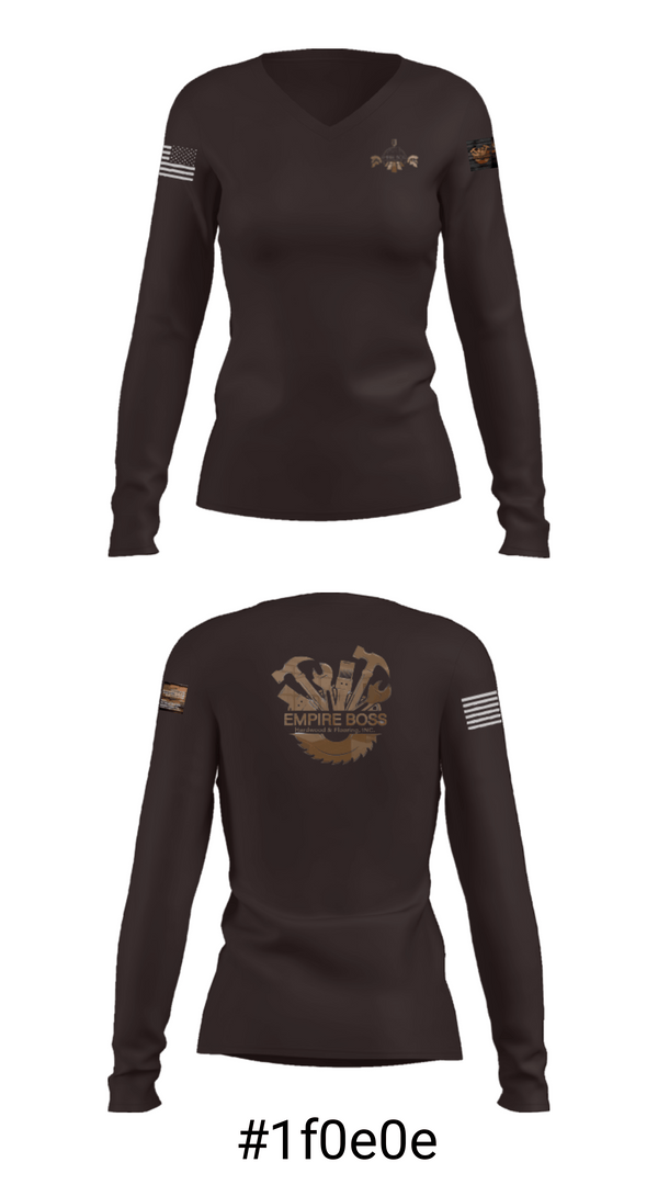 Women's Long Sleeve Vneck Shirt, Empire Boss Hardwood & Flooring, INC, , Teamtime, Team time, sublimation, custom sports apparel, team uniforms, spirit wear, spiritwear, sports uniforms, custom shirts, team store, custom team store, fundraiser sports, apparel fundraiser