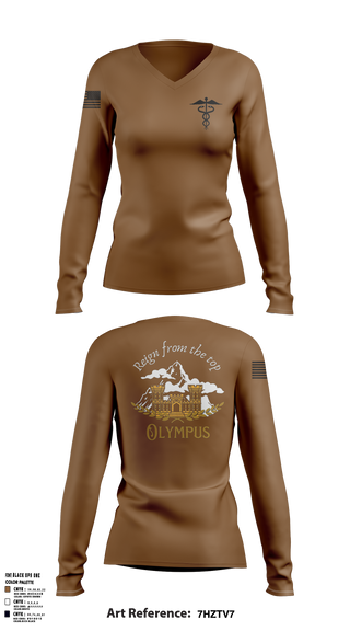 Womens Long Sleeve Vneck Shirt, APOLLO MEDICS HHC 15TH EN BN, , Teamtime, Team time, sublimation, custom sports apparel, team uniforms, spirit wear, spiritwear, sports uniforms, custom shirts, team store, custom team store, fundraiser sports, apparel fundraiser