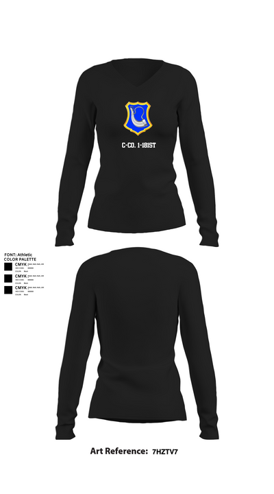 C-Co. 1-181st 51621268 Women's Long Sleeve V-neck Shirt - 21