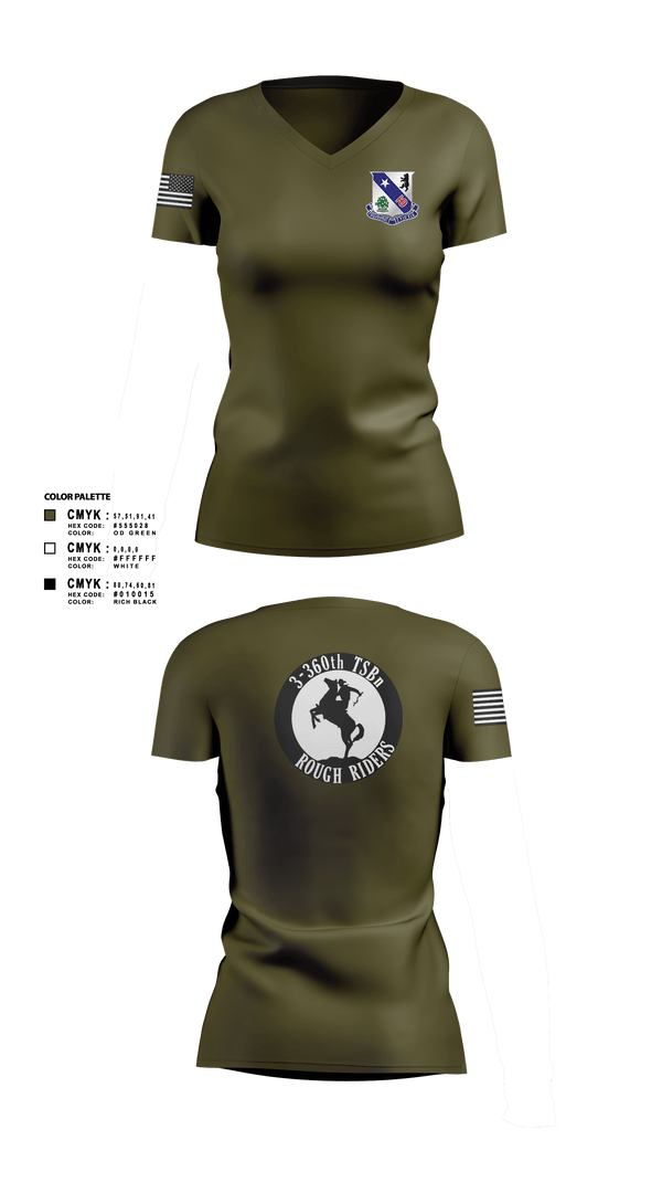 Womens Short Sleeve Vneck Shirt, 3-360th TSBn, Army, Teamtime, Team time, sublimation, custom sports apparel, team uniforms, spirit wear, spiritwear, sports uniforms, custom shirts, team store, custom team store, fundraiser sports, apparel fundraiser