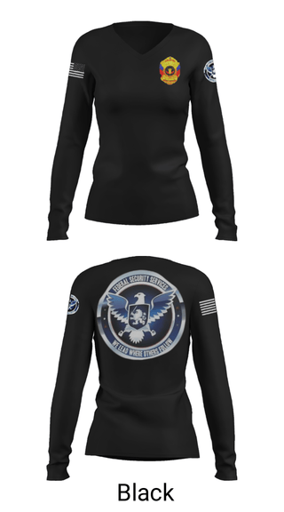Women's Long Sleeve Vneck Shirt, TS FEDERAL PRIVATE SECURITY & BODYGUARD, Police, Teamtime, Team time, sublimation, custom sports apparel, team uniforms, spirit wear, spiritwear, sports uniforms, custom shirts, team store, custom team store, fundraiser sports, apparel fundraiser