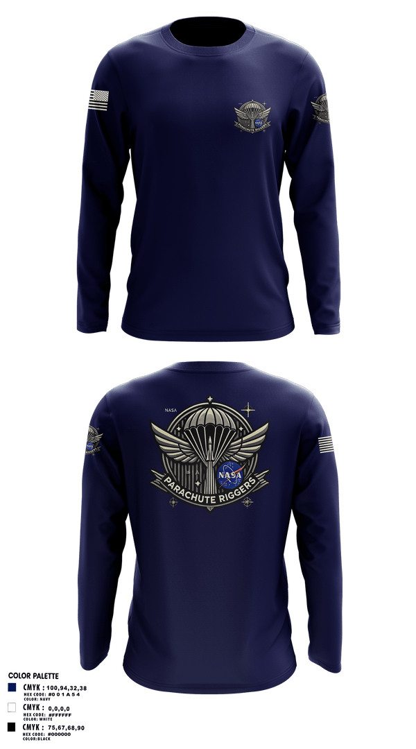 Long Sleeve Performance Shirt, NASA PARACHUTE RIGGERS, , Teamtime, Team time, sublimation, custom sports apparel, team uniforms, spirit wear, spiritwear, sports uniforms, custom shirts, team store, custom team store, fundraiser sports, apparel fundraiser