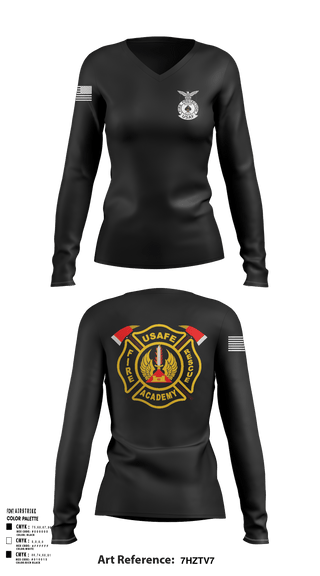 Women's Long Sleeve Vneck Shirt, 435th CTS, Air Force, Teamtime, Team time, sublimation, custom sports apparel, team uniforms, spirit wear, spiritwear, sports uniforms, custom shirts, team store, custom team store, fundraiser sports, apparel fundraiser