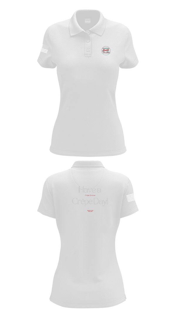 Womens Short Sleeve Performance Polo, Crepe Avenue, , Teamtime, Team time, sublimation, custom sports apparel, team uniforms, spirit wear, spiritwear, sports uniforms, custom shirts, team store, custom team store, fundraiser sports, apparel fundraiser