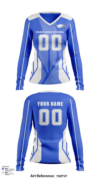 Womens Long Sleeve Vneck Shirt, Paris High School Volleyball, Women's Volleyball, Teamtime, Team time, sublimation, custom sports apparel, team uniforms, spirit wear, spiritwear, sports uniforms, custom shirts, team store, custom team store, fundraiser sports, apparel fundraiser