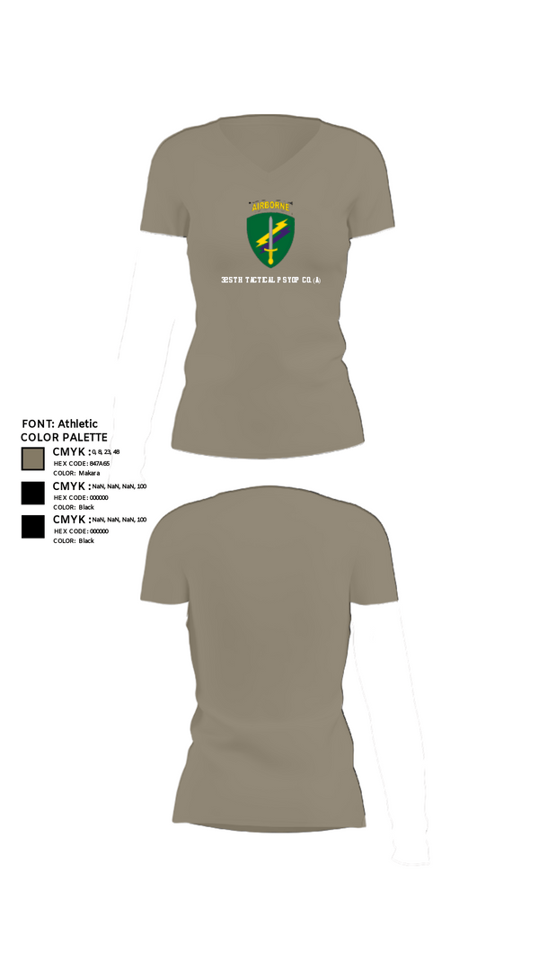 Women's Short Sleeve Vneck Shirt, 325th Tactical PSYOP Co. (A), Army, Teamtime, Team time, sublimation, custom sports apparel, team uniforms, spirit wear, spiritwear, sports uniforms, custom shirts, team store, custom team store, fundraiser sports, apparel fundraiser