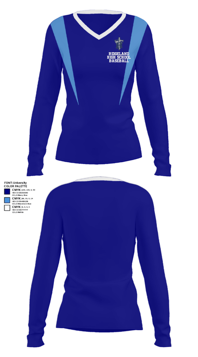Ridgeland High School Baseball 35303095 Women's Long Sleeve V-neck Shirt - 28