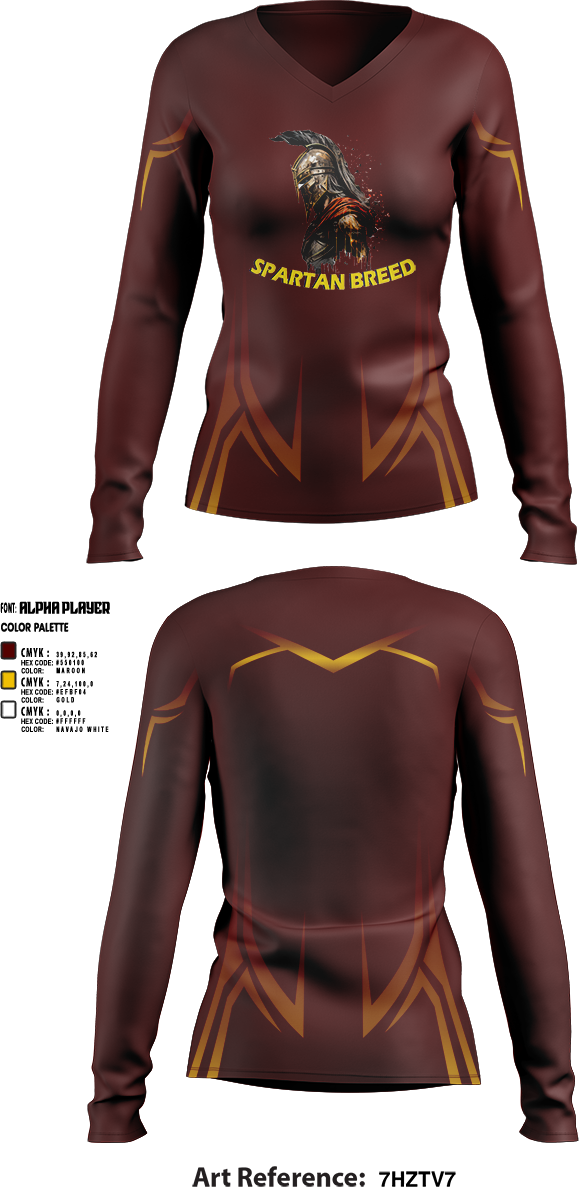 Womens Long Sleeve Vneck Shirt, West Tampa spartans, , Teamtime, Team time, sublimation, custom sports apparel, team uniforms, spirit wear, spiritwear, sports uniforms, custom shirts, team store, custom team store, fundraiser sports, apparel fundraiser