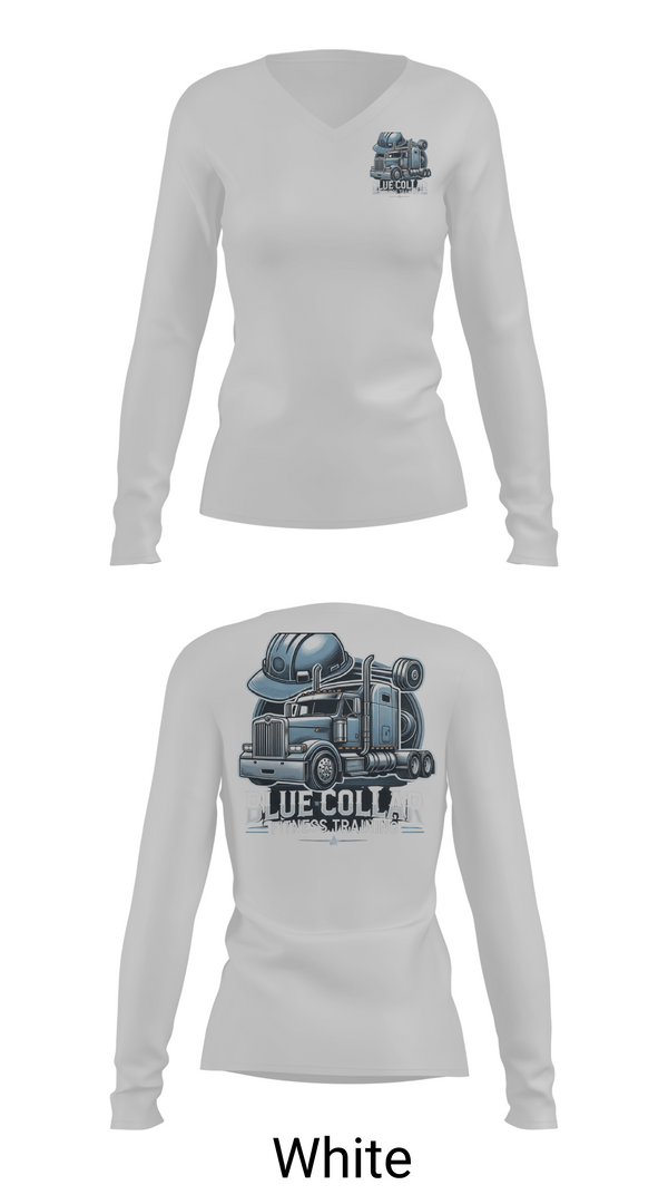 Womens Long Sleeve Vneck Shirt, Blue Collar Fitness Training, , Teamtime, Team time, sublimation, custom sports apparel, team uniforms, spirit wear, spiritwear, sports uniforms, custom shirts, team store, custom team store, fundraiser sports, apparel fundraiser