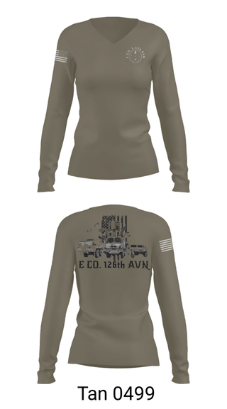 Womens Long Sleeve Vneck Shirt, B Co. 1-126AVN, Army, Teamtime, Team time, sublimation, custom sports apparel, team uniforms, spirit wear, spiritwear, sports uniforms, custom shirts, team store, custom team store, fundraiser sports, apparel fundraiser