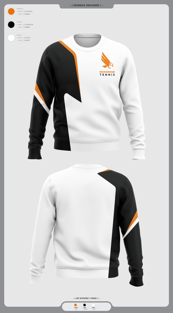 Crew Neck Sweatshirt, Mcdonogh Girls Tennis, Tennis, Teamtime, Team time, sublimation, custom sports apparel, team uniforms, spirit wear, spiritwear, sports uniforms, custom shirts, team store, custom team store, fundraiser sports, apparel fundraiser