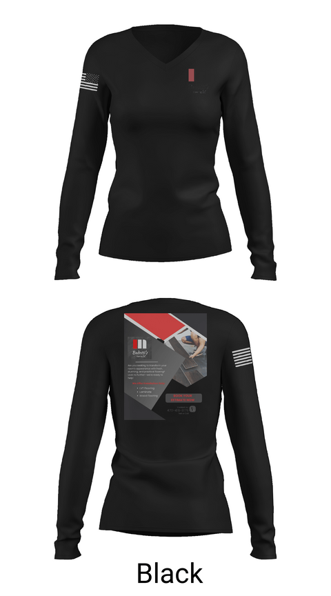 Womens Long Sleeve Vneck Shirt 1, Badotti Flooring, , Teamtime, Team time, sublimation, custom sports apparel, team uniforms, spirit wear, spiritwear, sports uniforms, custom shirts, team store, custom team store, fundraiser sports, apparel fundraiser