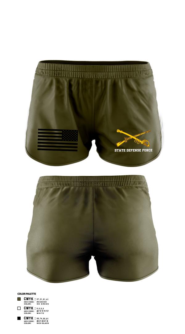 Womens Shorts, State Defense Force, Army, Teamtime, Team time, sublimation, custom sports apparel, team uniforms, spirit wear, spiritwear, sports uniforms, custom shirts, team store, custom team store, fundraiser sports, apparel fundraiser