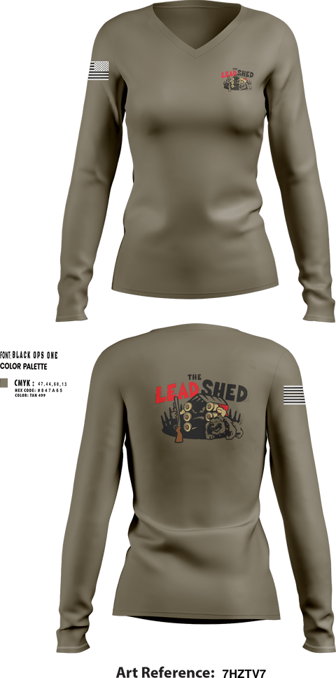 Womens Long Sleeve Vneck Shirt, The Lead Shed, , Teamtime, Team time, sublimation, custom sports apparel, team uniforms, spirit wear, spiritwear, sports uniforms, custom shirts, team store, custom team store, fundraiser sports, apparel fundraiser