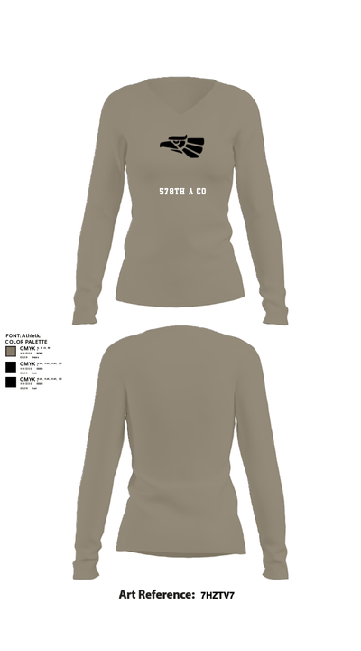 578th A Co 41314696 Women's Long Sleeve V-neck Shirt - 59