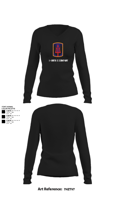 1-169th E Company 39061427 Women's Long Sleeve V-neck Shirt - 21