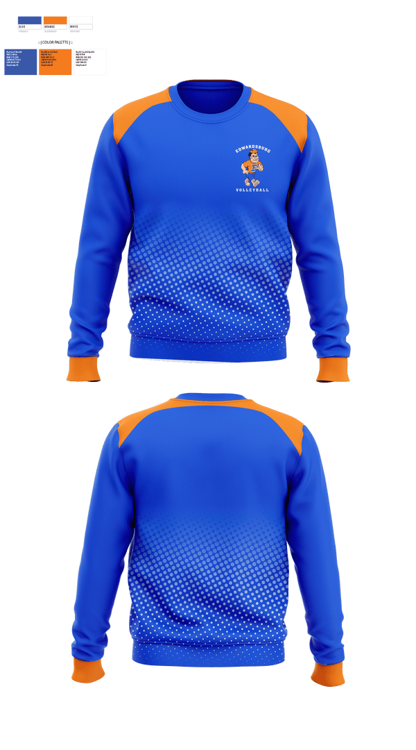 Crew Neck Sweatshirt, Edwardsburg Middle School Volleyball, Men's Volleyball, Teamtime, Team time, sublimation, custom sports apparel, team uniforms, spirit wear, spiritwear, sports uniforms, custom shirts, team store, custom team store, fundraiser sports, apparel fundraiser