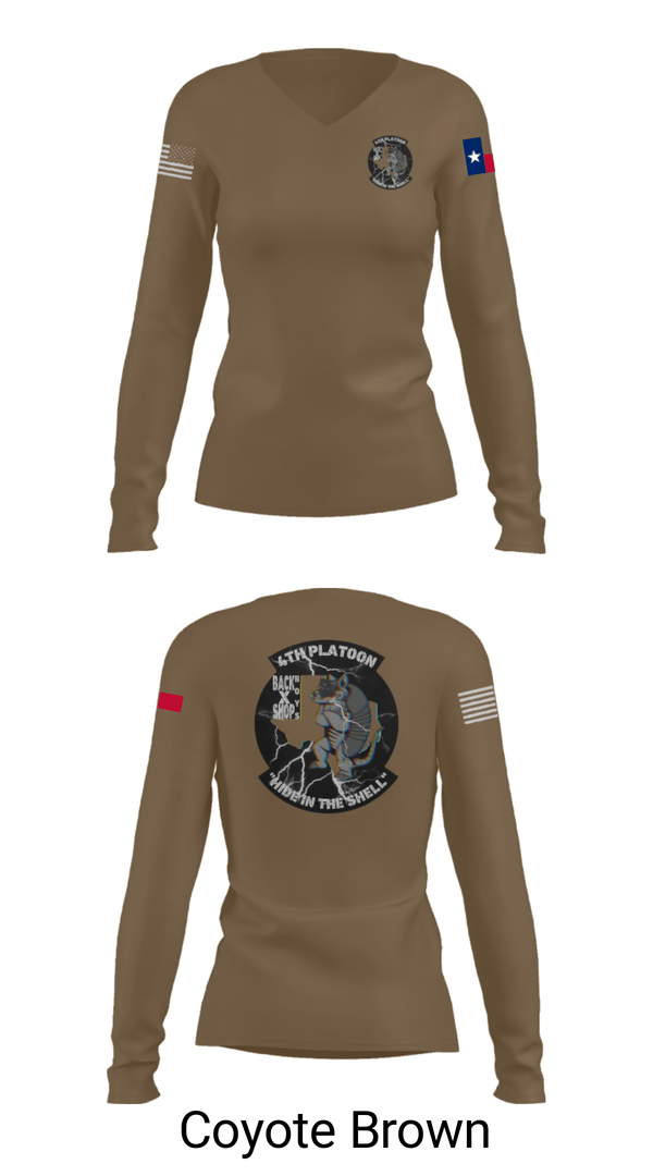 Women's Long Sleeve Vneck Shirt, 90th ASB B co 4Th Platoon, Army, Teamtime, Team time, sublimation, custom sports apparel, team uniforms, spirit wear, spiritwear, sports uniforms, custom shirts, team store, custom team store, fundraiser sports, apparel fundraiser