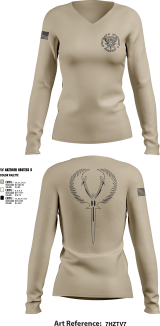 Women's Long Sleeve Vneck Shirt, XI. Inspektion, Army, Teamtime, Team time, sublimation, custom sports apparel, team uniforms, spirit wear, spiritwear, sports uniforms, custom shirts, team store, custom team store, fundraiser sports, apparel fundraiser