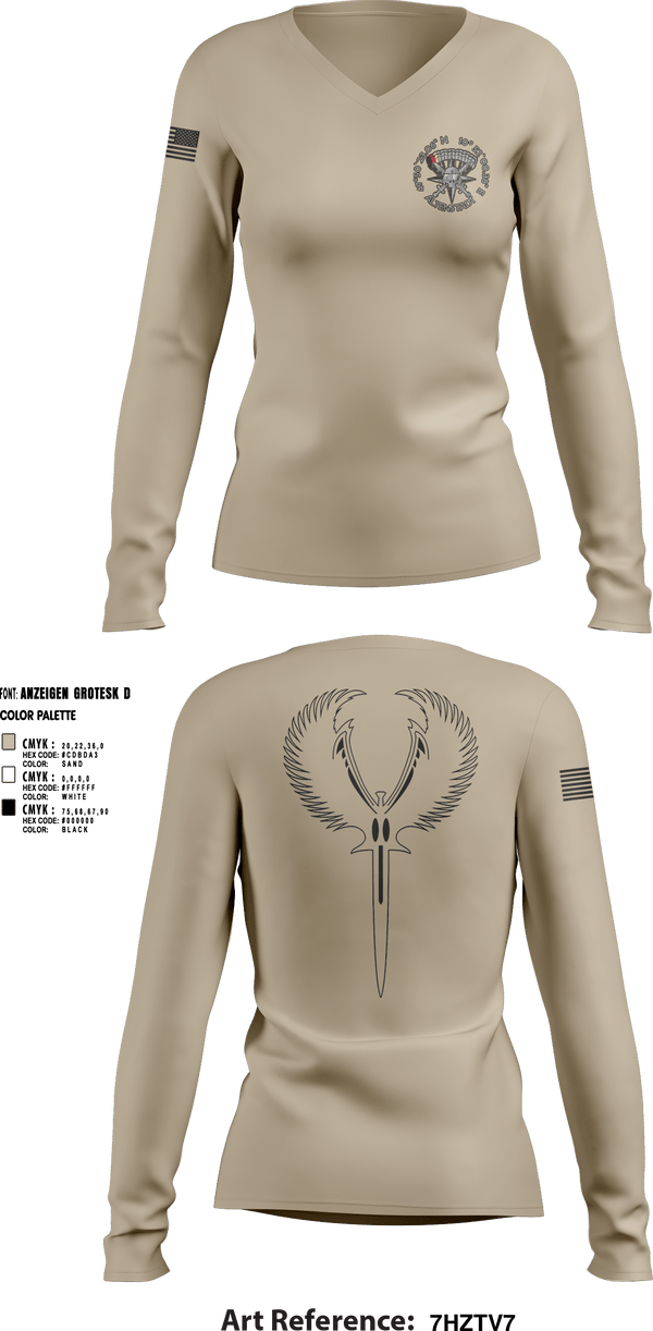 Women's Long Sleeve Vneck Shirt, XI. Inspektion, Army, Teamtime, Team time, sublimation, custom sports apparel, team uniforms, spirit wear, spiritwear, sports uniforms, custom shirts, team store, custom team store, fundraiser sports, apparel fundraiser