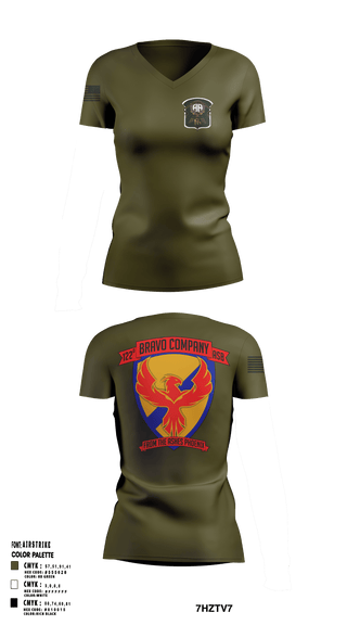 Womens Short Sleeve Vneck Shirt, B-Co 122 ASB, Army, Teamtime, Team time, sublimation, custom sports apparel, team uniforms, spirit wear, spiritwear, sports uniforms, custom shirts, team store, custom team store, fundraiser sports, apparel fundraiser