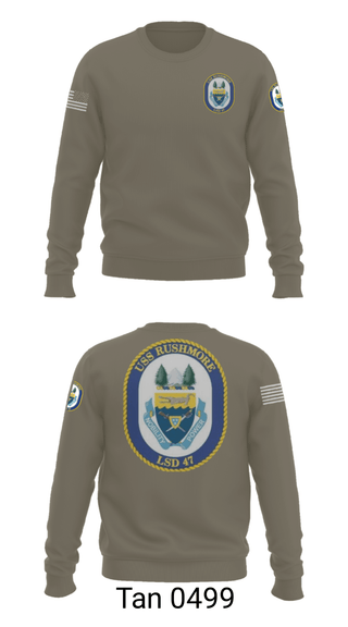 Crew Neck Sweatshirt, USS RUSHMORE, Navy, Teamtime, Team time, sublimation, custom sports apparel, team uniforms, spirit wear, spiritwear, sports uniforms, custom shirts, team store, custom team store, fundraiser sports, apparel fundraiser