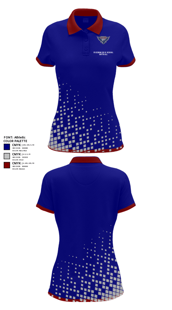 Women's Short Sleeve Performance Polo, Freedom High School Softball, Softball, Teamtime, Team time, sublimation, custom sports apparel, team uniforms, spirit wear, spiritwear, sports uniforms, custom shirts, team store, custom team store, fundraiser sports, apparel fundraiser