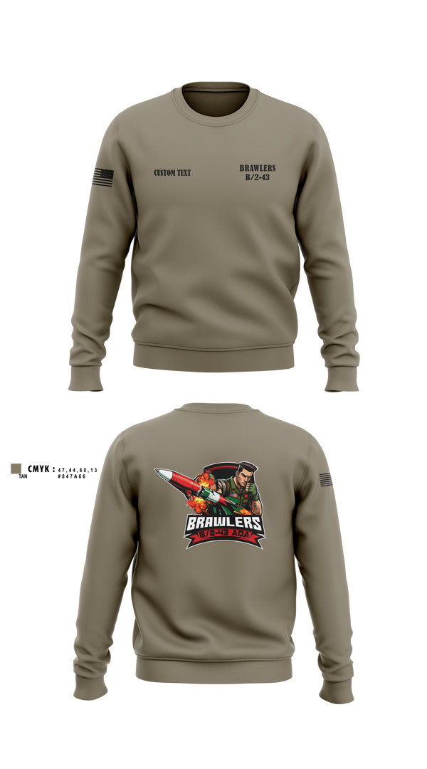 Crew Neck Sweatshirt, Brawlers, Army, Teamtime, Team time, sublimation, custom sports apparel, team uniforms, spirit wear, spiritwear, sports uniforms, custom shirts, team store, custom team store, fundraiser sports, apparel fundraiser