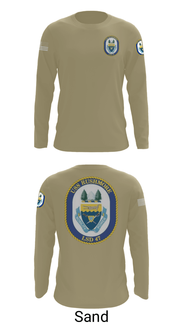 Long Sleeve Performance Shirt, USS RUSHMORE, Navy, Teamtime, Team time, sublimation, custom sports apparel, team uniforms, spirit wear, spiritwear, sports uniforms, custom shirts, team store, custom team store, fundraiser sports, apparel fundraiser