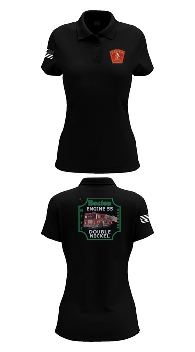 Boston Fire Department Engine 55 92329378 Women's Short Sleeve Performance Polo  - 35