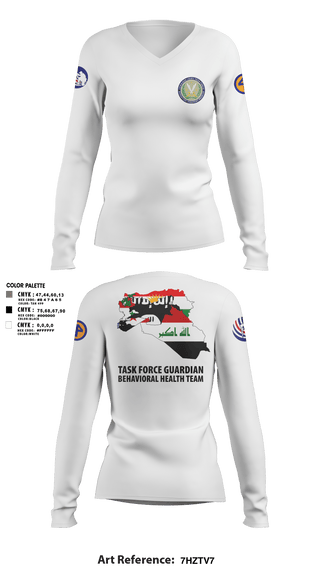 Womens Long Sleeve Vneck Shirt, 44th ICBT, National Guard, Teamtime, Team time, sublimation, custom sports apparel, team uniforms, spirit wear, spiritwear, sports uniforms, custom shirts, team store, custom team store, fundraiser sports, apparel fundraiser