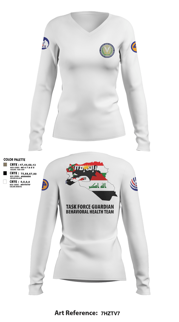 Womens Long Sleeve Vneck Shirt, 44th ICBT, National Guard, Teamtime, Team time, sublimation, custom sports apparel, team uniforms, spirit wear, spiritwear, sports uniforms, custom shirts, team store, custom team store, fundraiser sports, apparel fundraiser