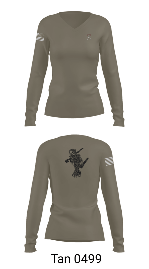 Womens Long Sleeve Vneck Shirt, 2-5 CAV Snipers, Army, Teamtime, Team time, sublimation, custom sports apparel, team uniforms, spirit wear, spiritwear, sports uniforms, custom shirts, team store, custom team store, fundraiser sports, apparel fundraiser