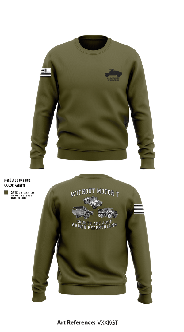 Crew Neck Sweatshirt, 2d battalion, 6th marines, Marines, Teamtime, Team time, sublimation, custom sports apparel, team uniforms, spirit wear, spiritwear, sports uniforms, custom shirts, team store, custom team store, fundraiser sports, apparel fundraiser