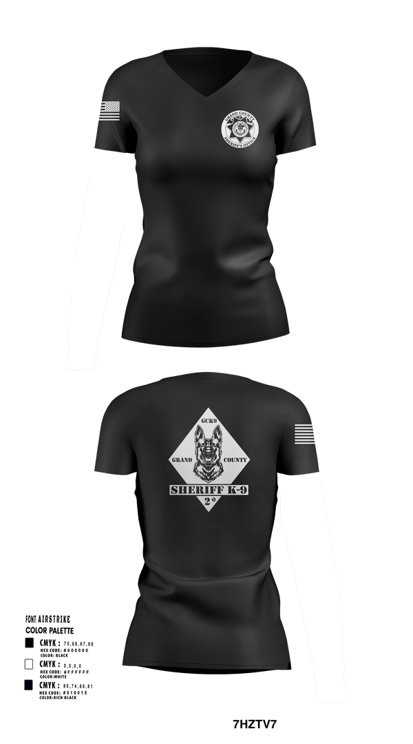 Womens Short Sleeve Vneck Shirt, GCSO K9, , Teamtime, Team time, sublimation, custom sports apparel, team uniforms, spirit wear, spiritwear, sports uniforms, custom shirts, team store, custom team store, fundraiser sports, apparel fundraiser